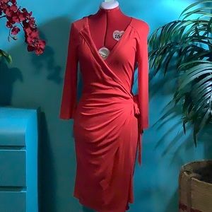 Ann Taylor Red Wrap Dress Size Medium